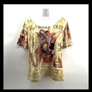 Vintage Y2k Graphic T Shirt XL McBling Rhinestones Crank Speakeasy Burlesque 90s